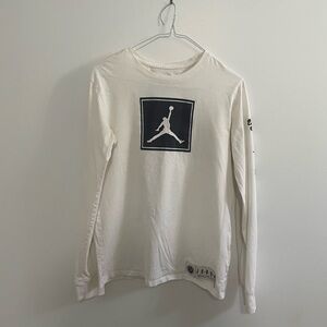 Jordan White Long Sleeve Tee with Iconic Logo